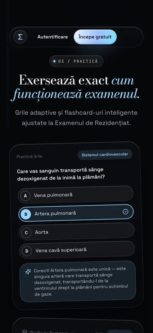 Sygma screenshot: adaptive practice questions